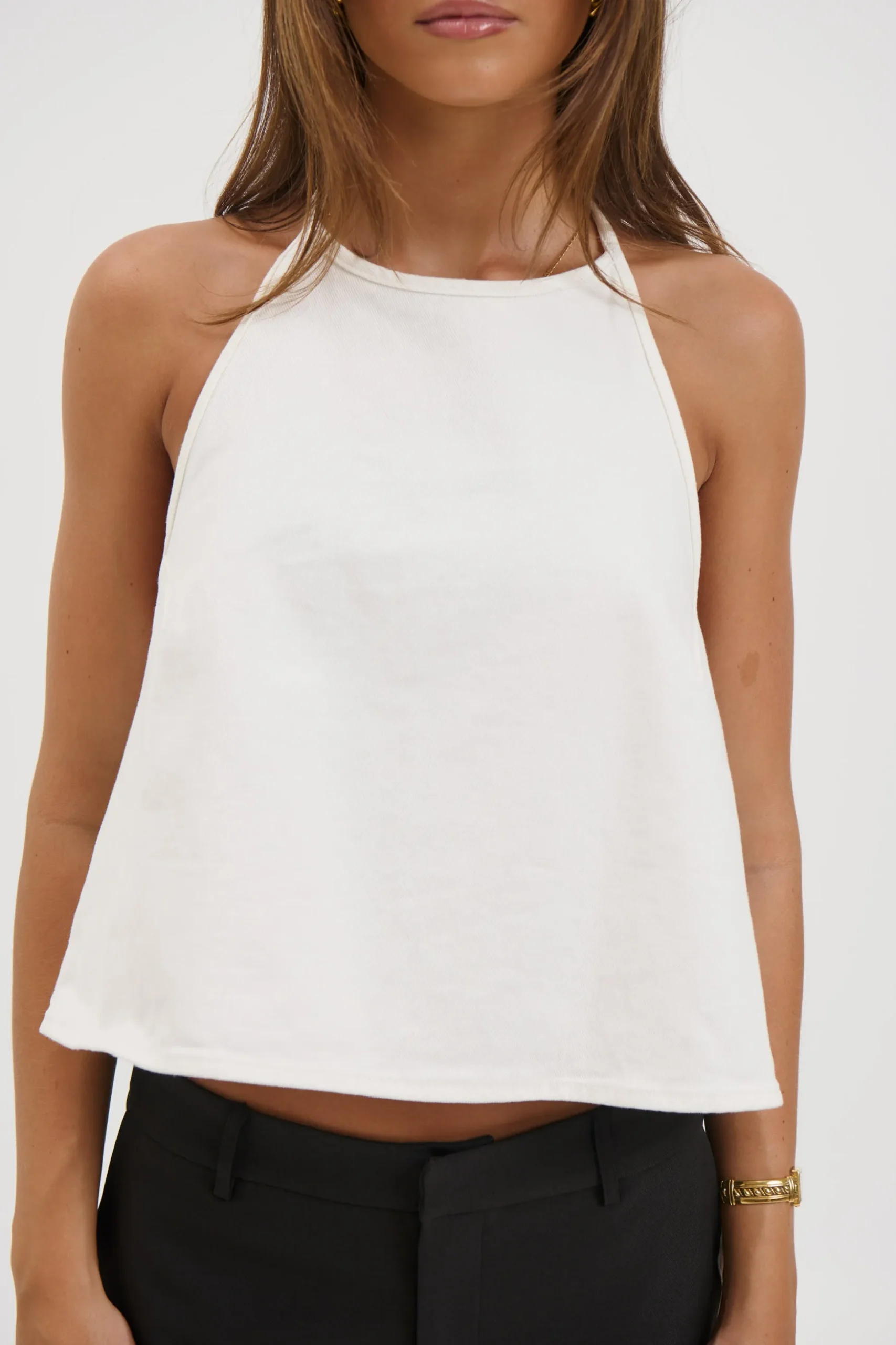 Lyra Denim Halter White