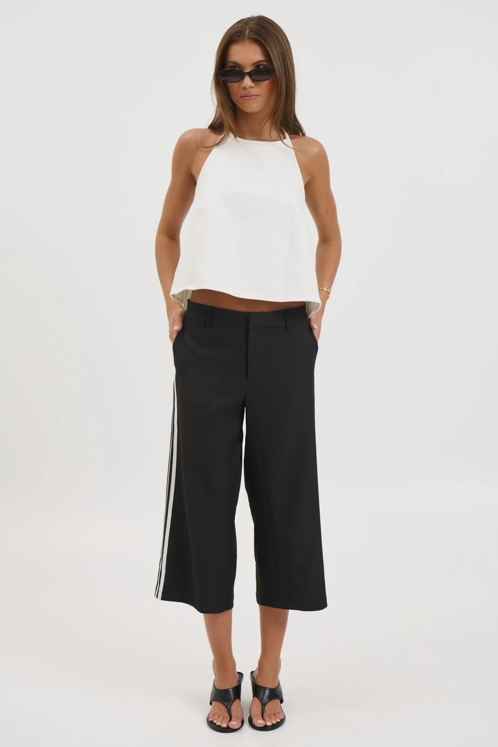 Lyra Denim Halter White