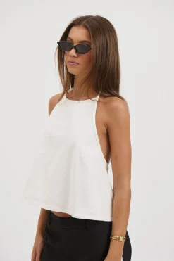 Lyra Denim Halter White