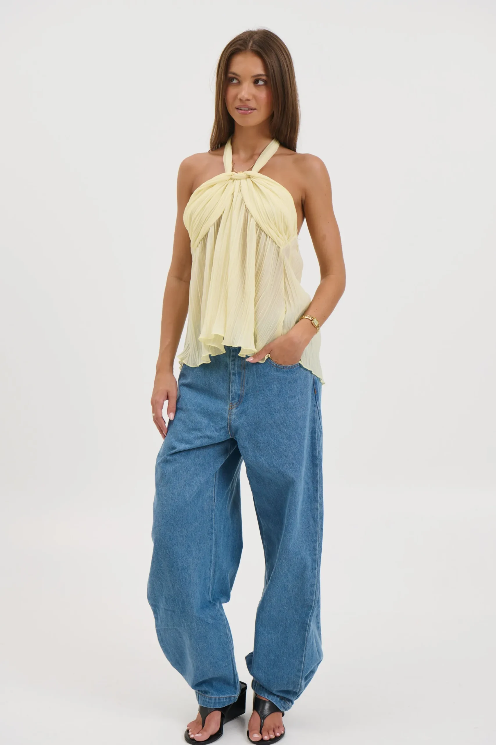 Maddison Halter Top Lemon