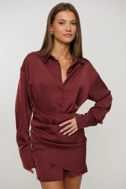 Mae Shirt Dress Wine