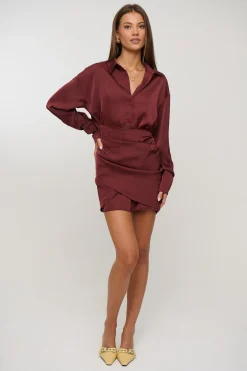 Mae Shirt Dress Wine