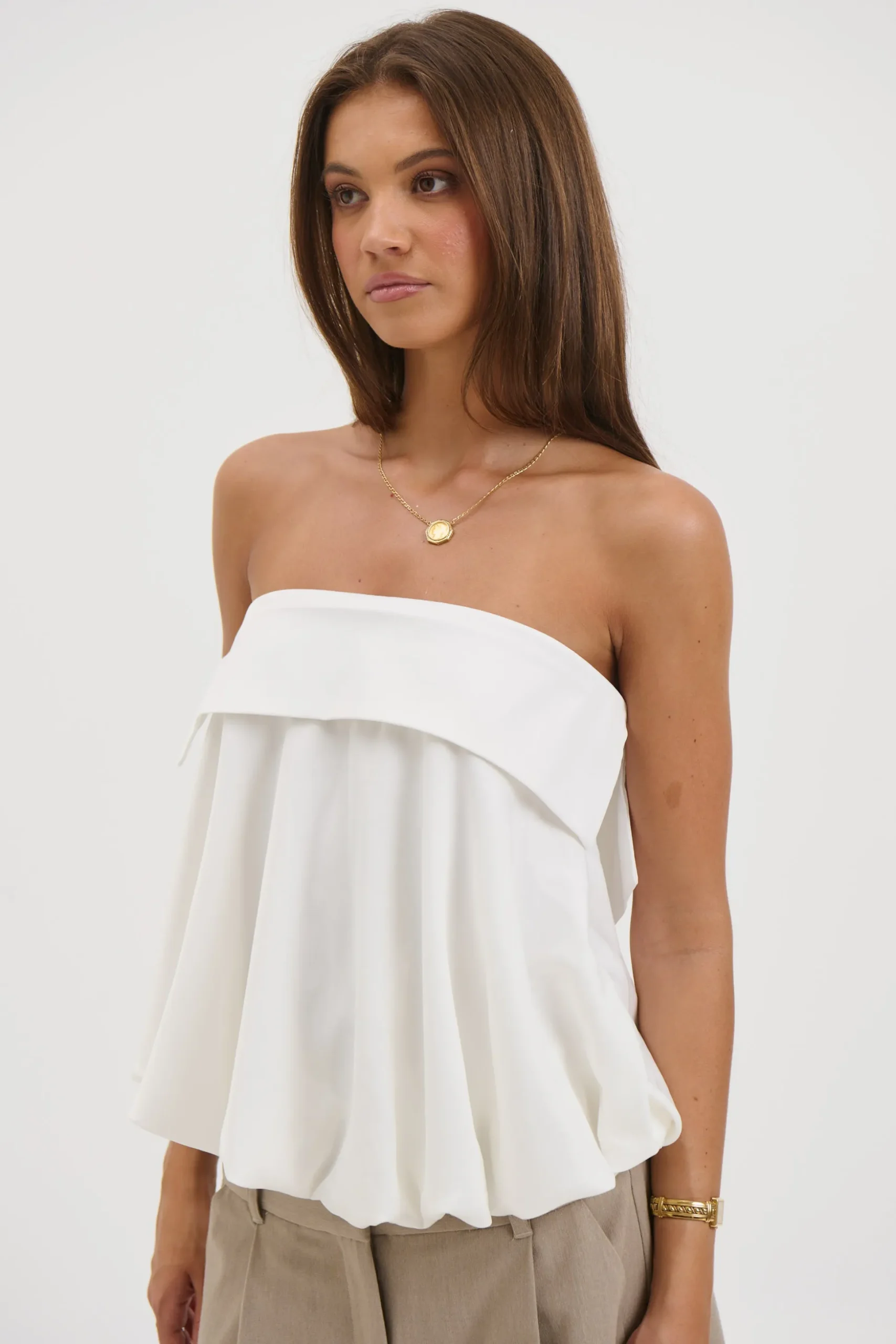 Makenzie Strapless Top White