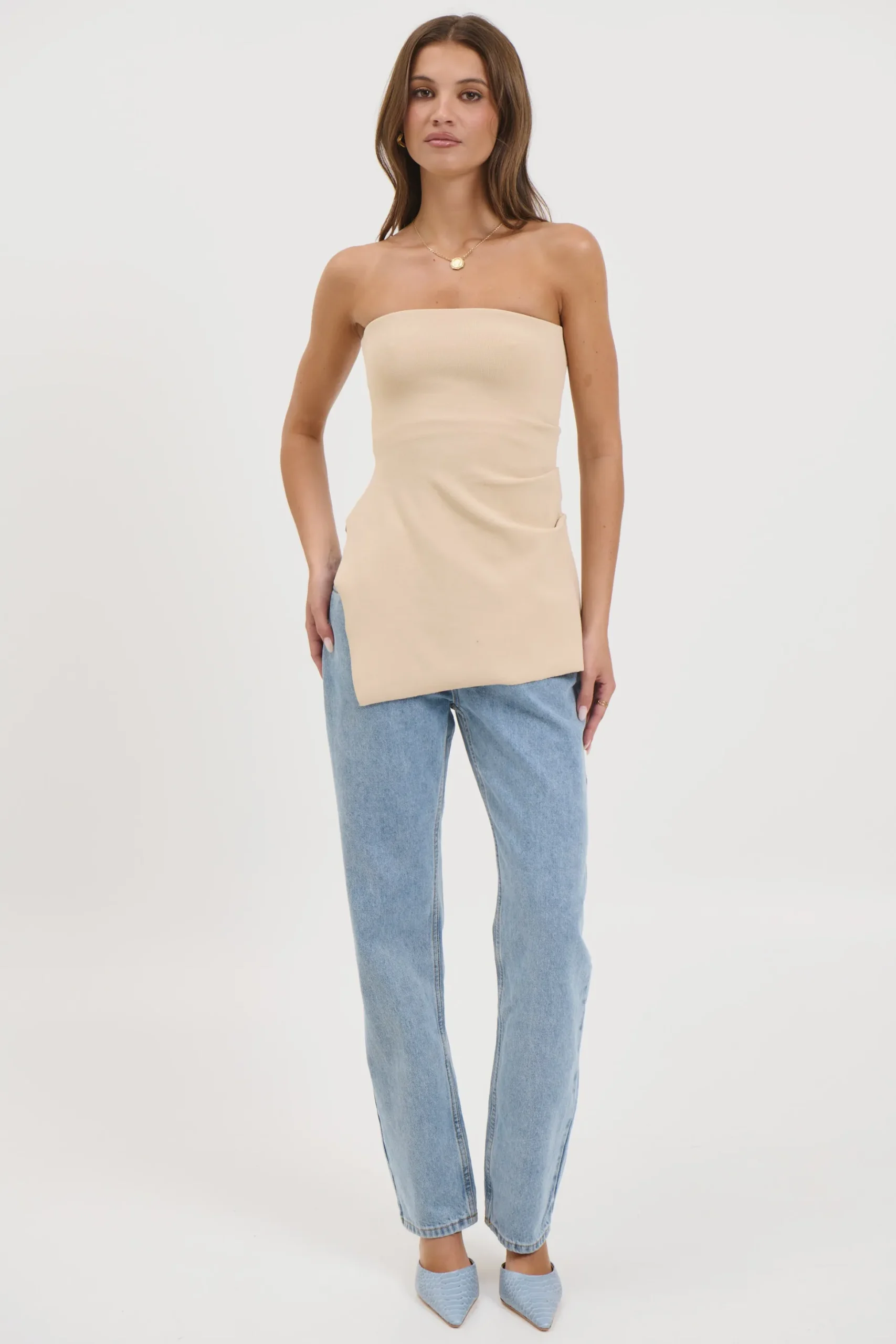 Melinda Strapless Top Sand