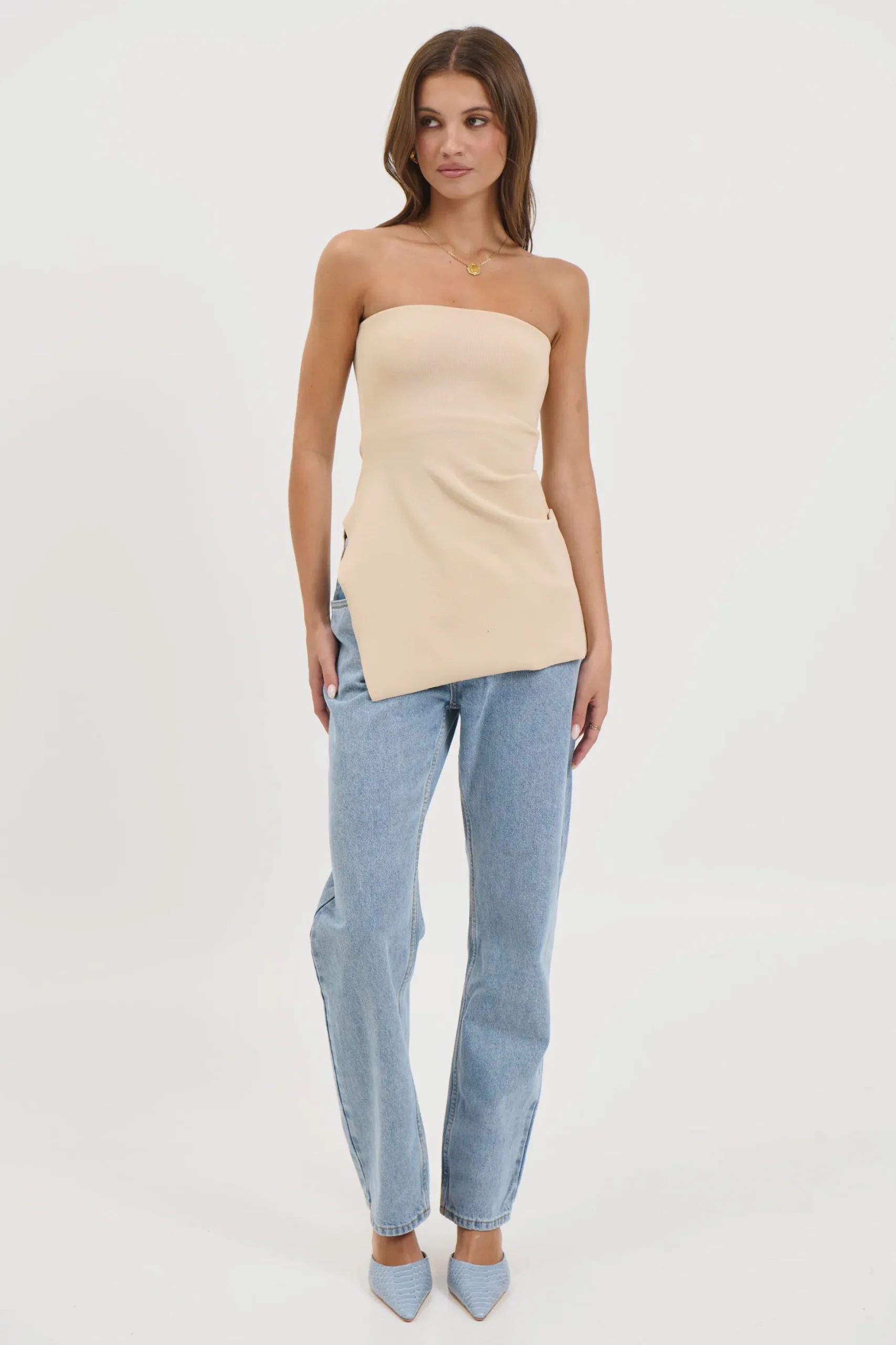 Melinda Strapless Top Sand