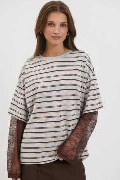 Micca Lace Tee Grey