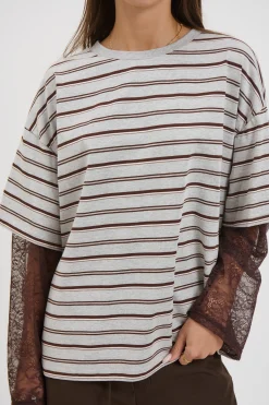 Micca Lace Tee Grey
