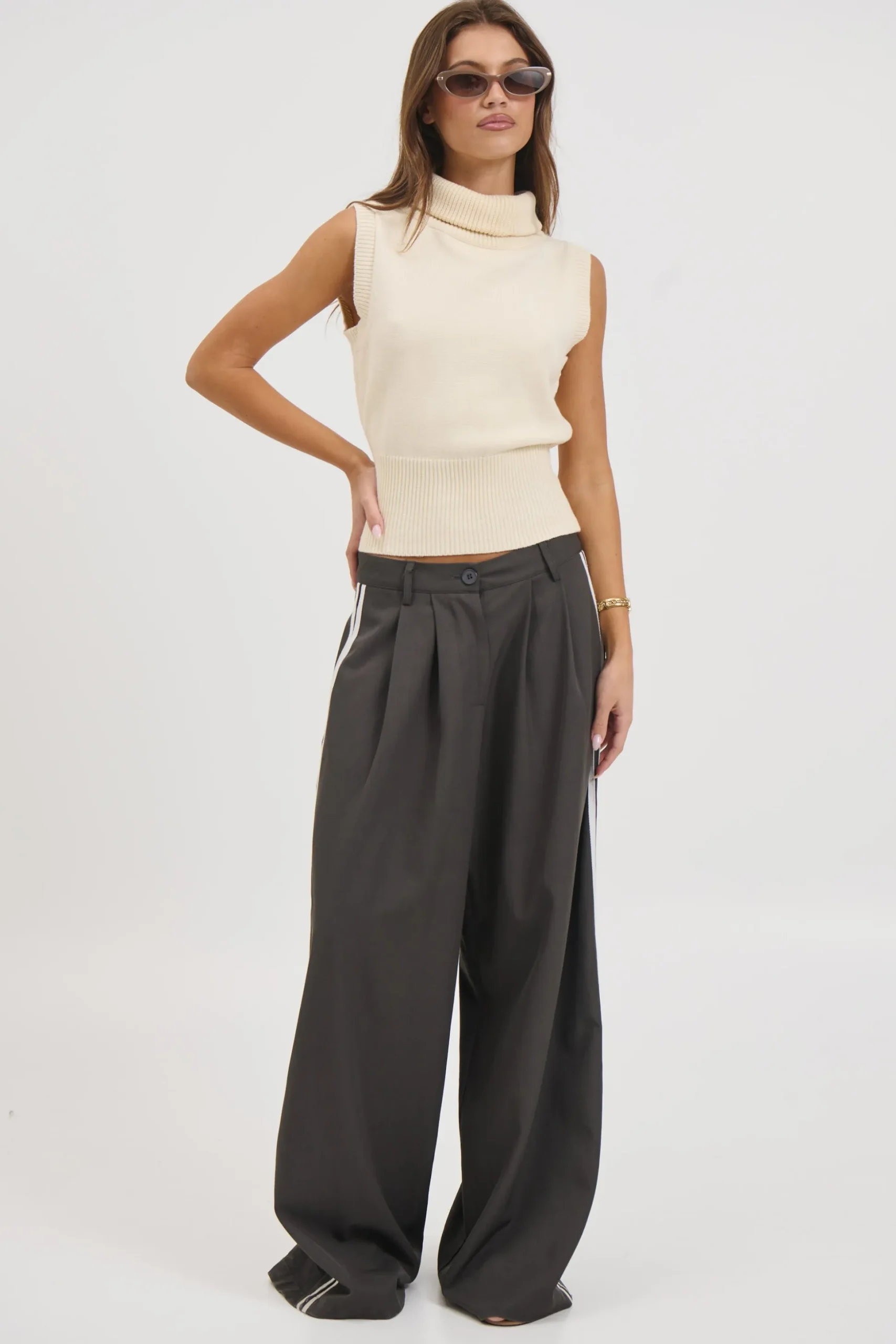 Michelle Turtle Neck Top White