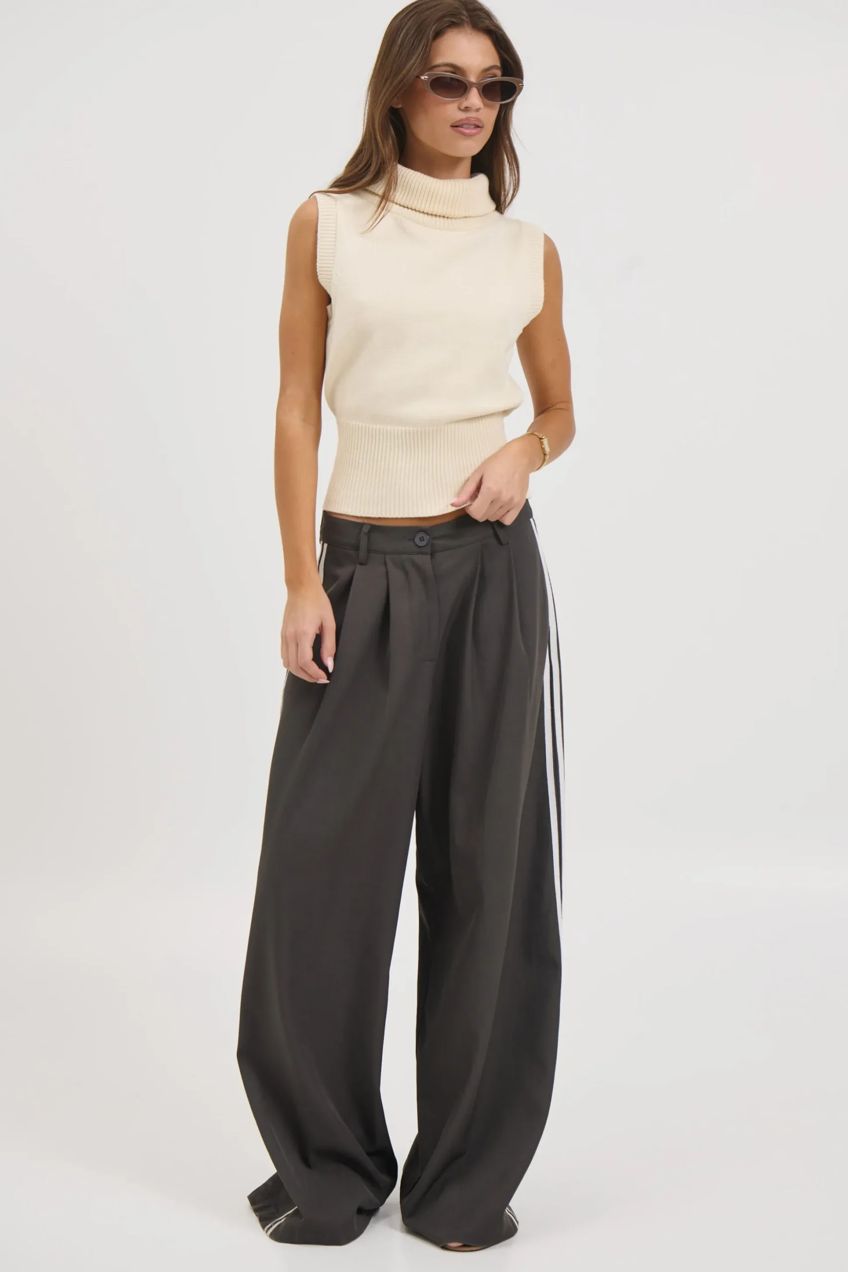 Michelle Turtle Neck Top White