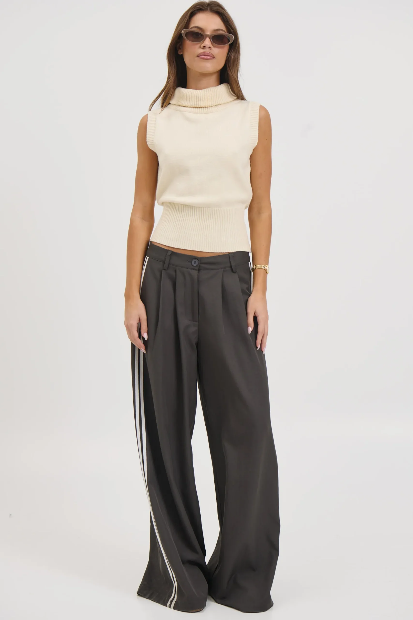 Michelle Turtle Neck Top White