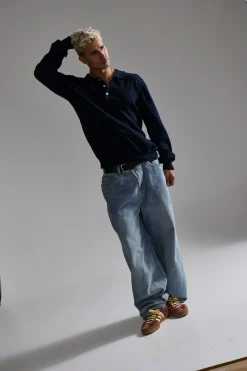 Mick Long Sleeve Polo Navy