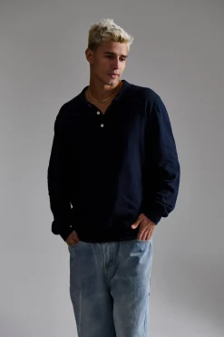 Mick Long Sleeve Polo Navy