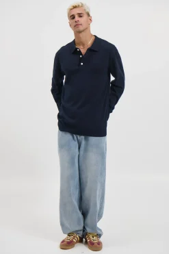 Mick Long Sleeve Polo Navy