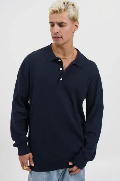 Mick Long Sleeve Polo Navy