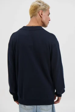 Mick Long Sleeve Polo Navy