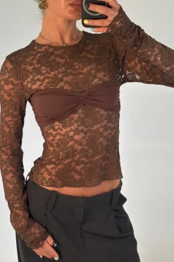Midnight Long Sleeve Top Chocolate