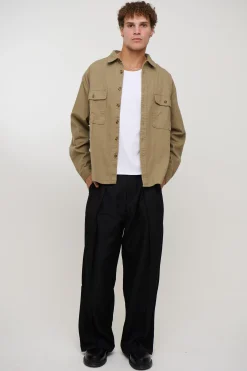 Mike Cotton Drill Shacket Khaki