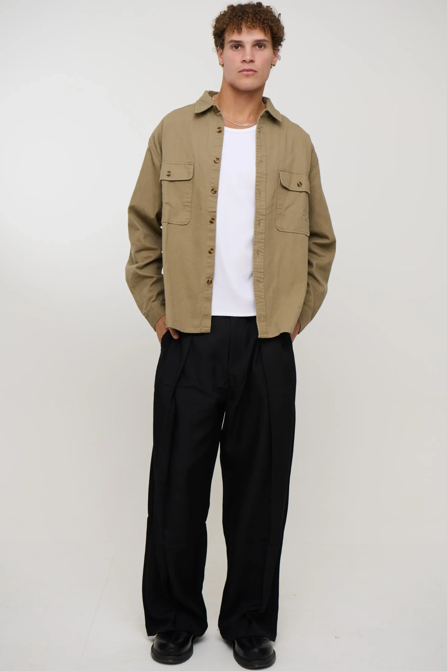 Mike Cotton Drill Shacket Khaki