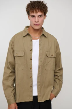 Mike Cotton Drill Shacket Khaki
