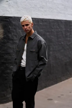 Mike Cotton Drill Shacket Charcoal