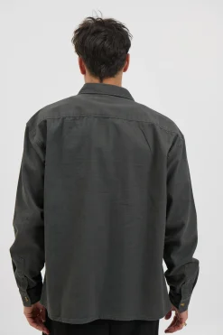 Mike Cotton Drill Shacket Charcoal