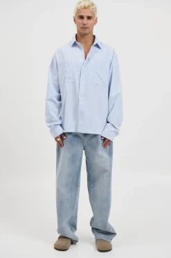 Miles Stripe Shirt Blue