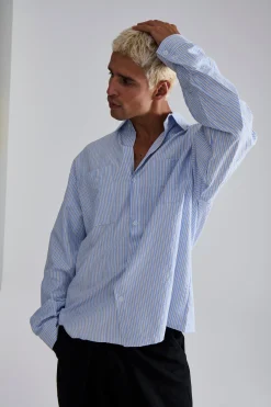 Miles Stripe Shirt Blue