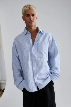 Miles Stripe Shirt Blue
