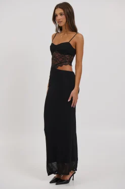 Navy Lace Maxi Dress Black