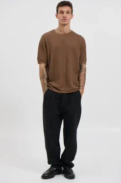 Nelson Fitted Knitted Tee Rib Choc