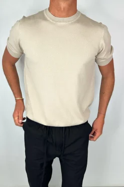 Nigel Fitted Knitted Tee Oat