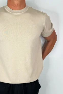 Nigel Fitted Knitted Tee Oat