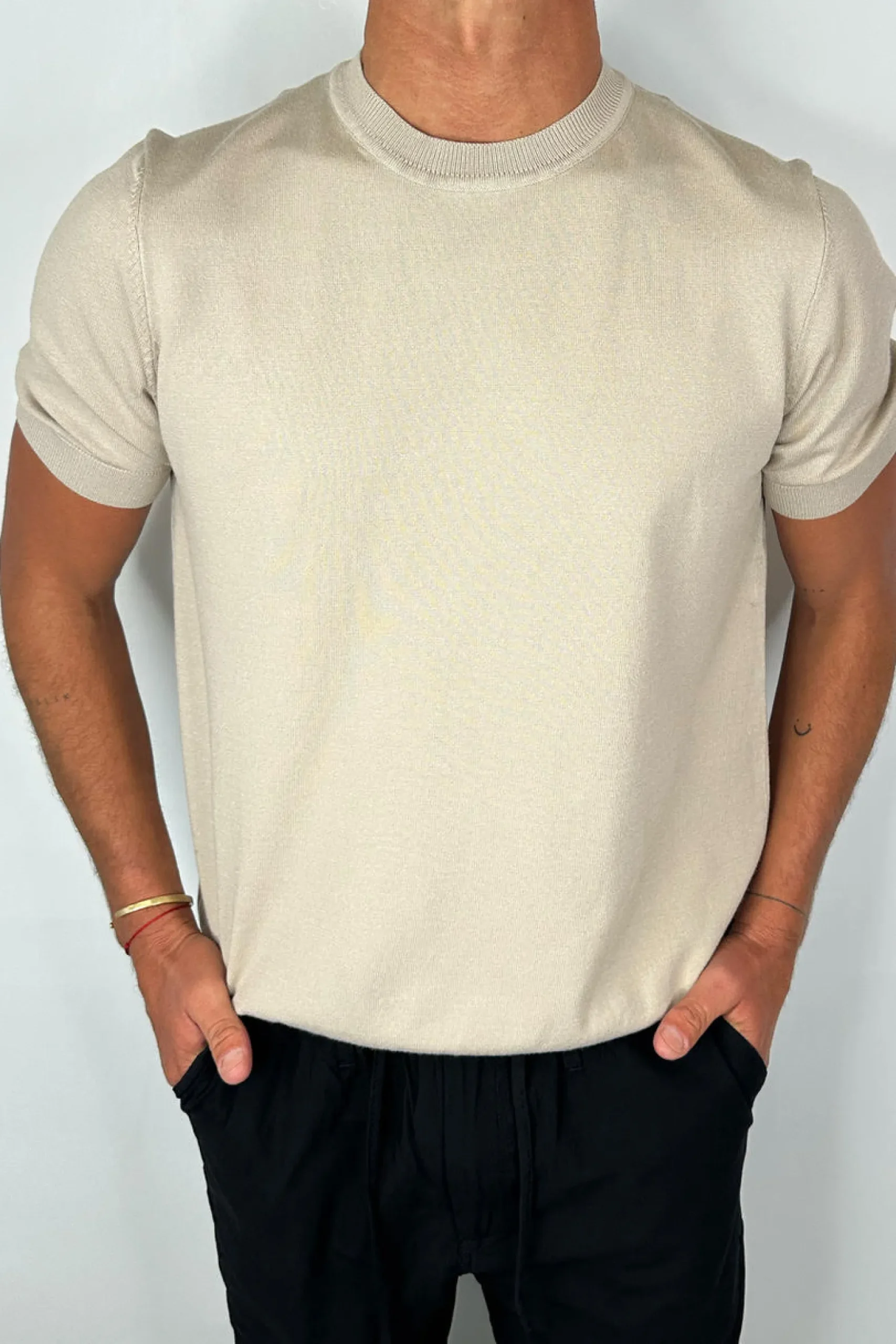 Nigel Fitted Knitted Tee Oat