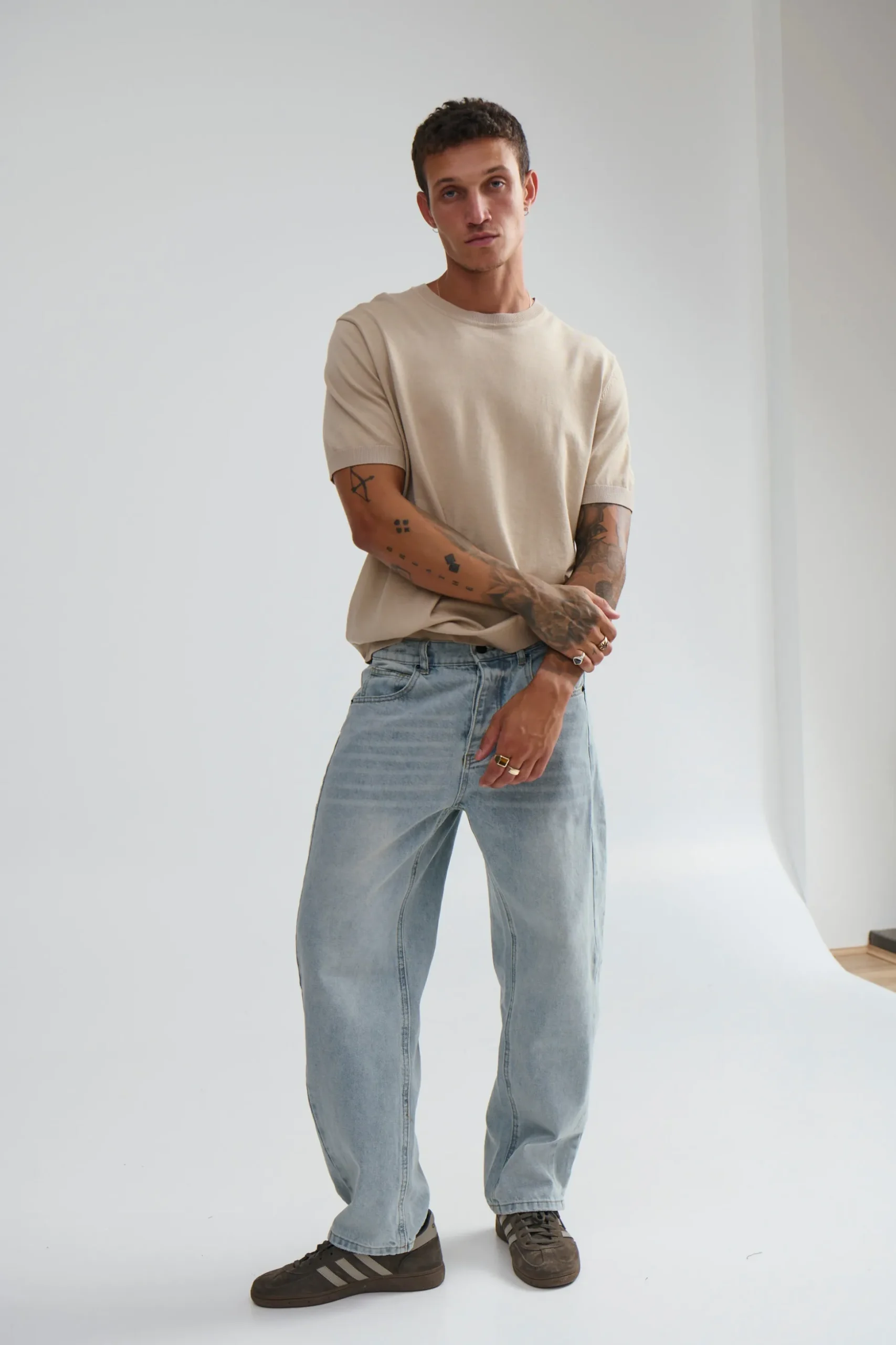 Nigel Fitted Knitted Tee Oat