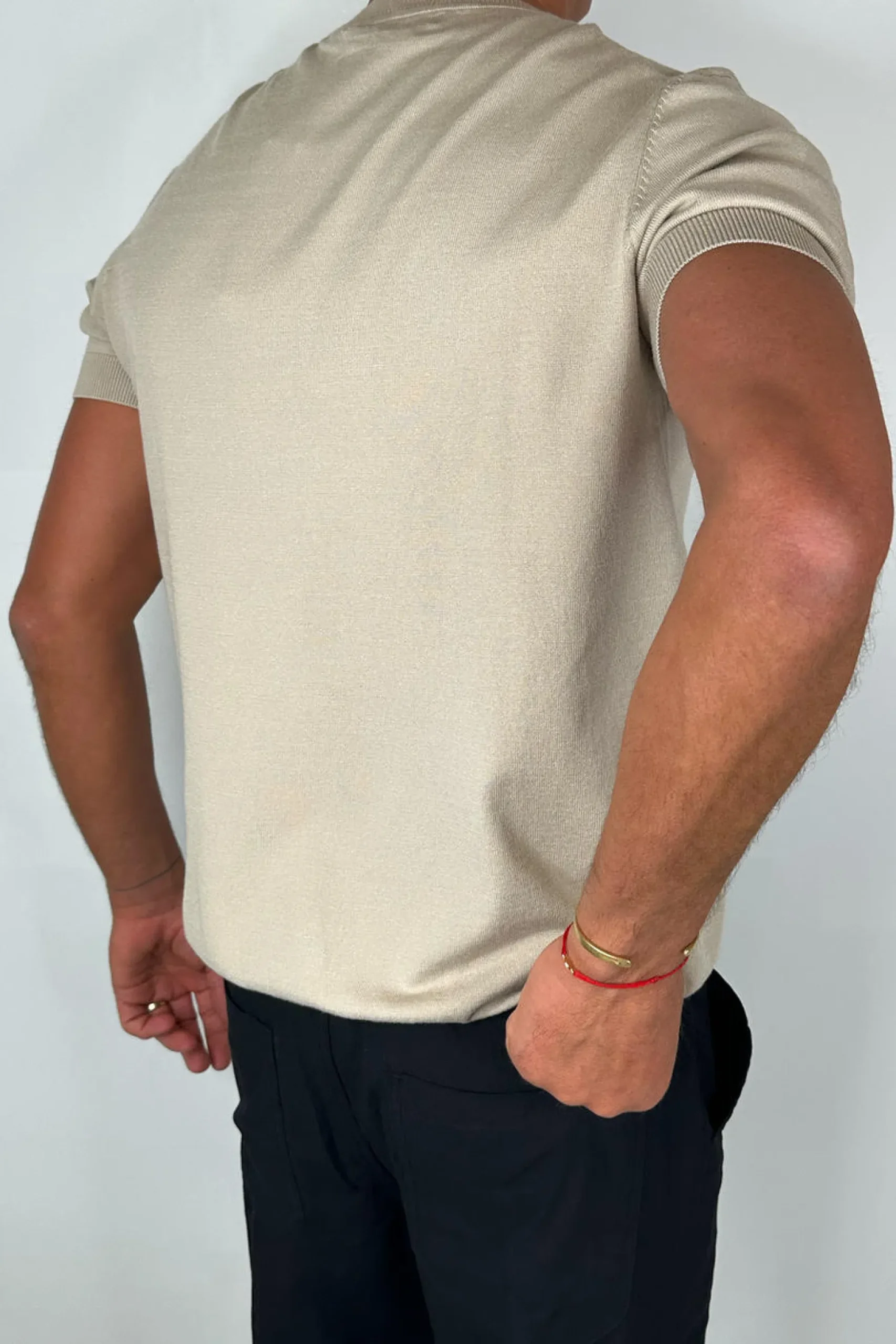 Nigel Fitted Knitted Tee Oat