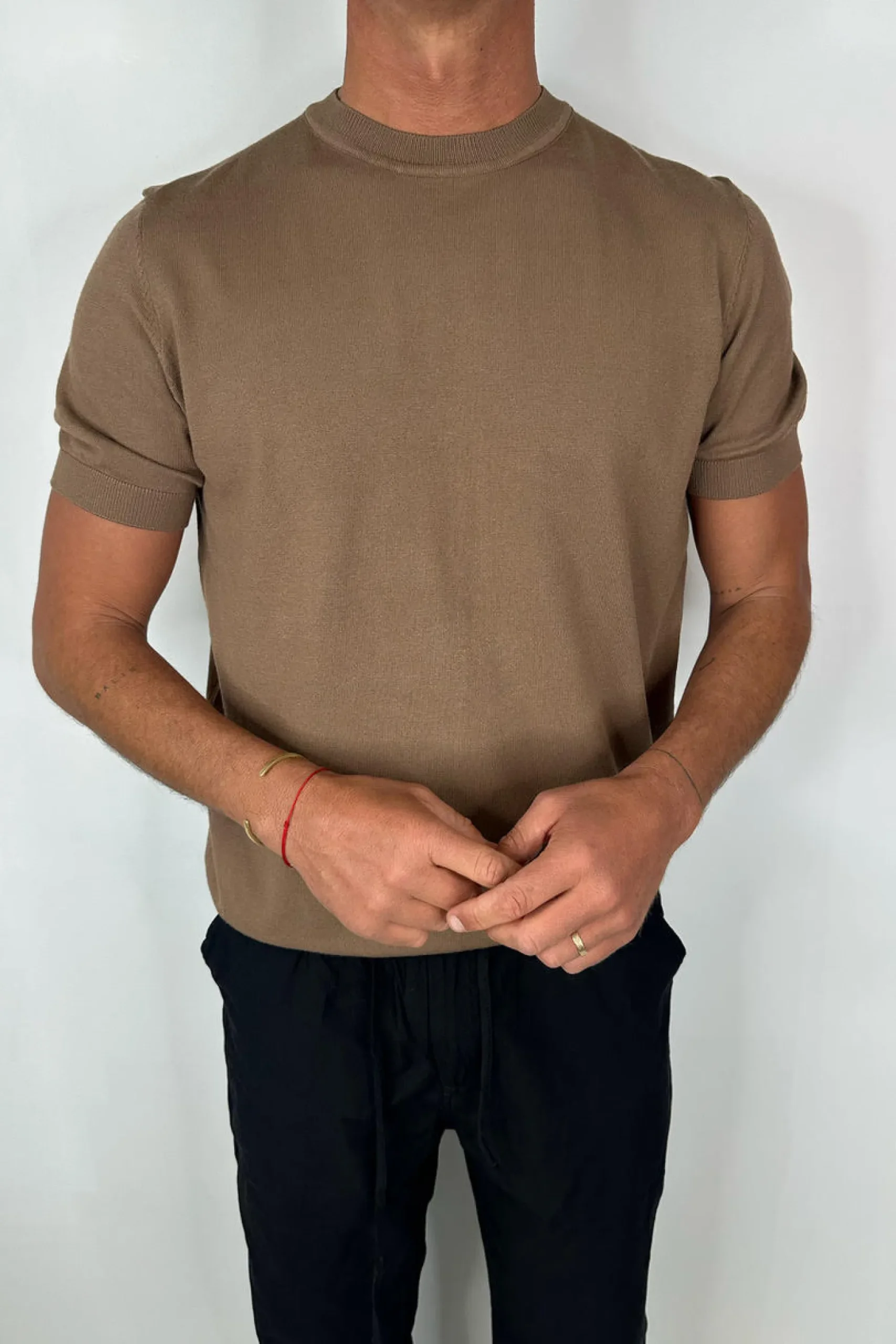 Nigel Fitted Knitted Tee Choc