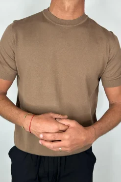Nigel Fitted Knitted Tee Choc