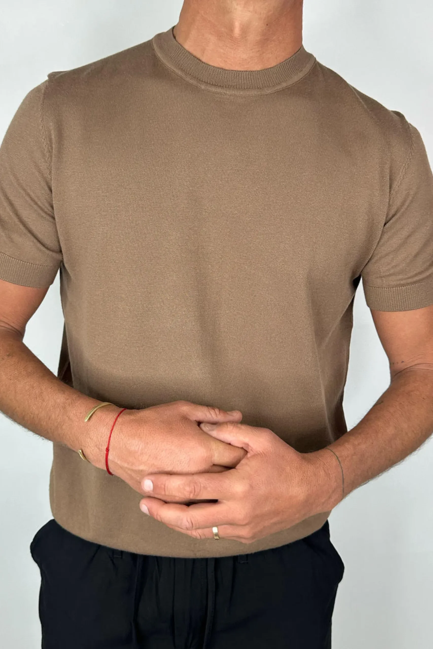 Nigel Fitted Knitted Tee Choc