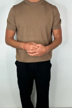 Nigel Fitted Knitted Tee Choc