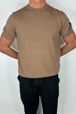 Nigel Fitted Knitted Tee Choc