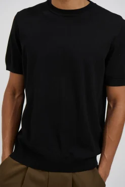 Nigel Fitted Knitted Tee Black
