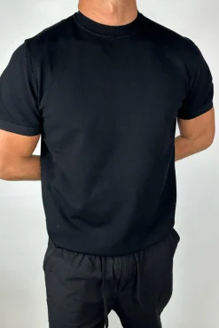 Nigel Fitted Knitted Tee Black