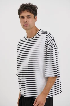 NTH Crop Box Tee White Stripe