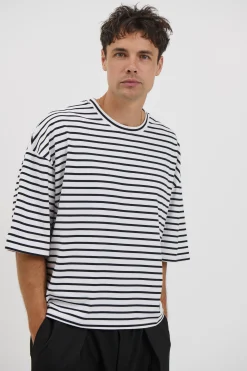 NTH Crop Box Tee White Stripe