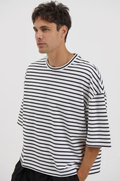 NTH Crop Box Tee White Stripe
