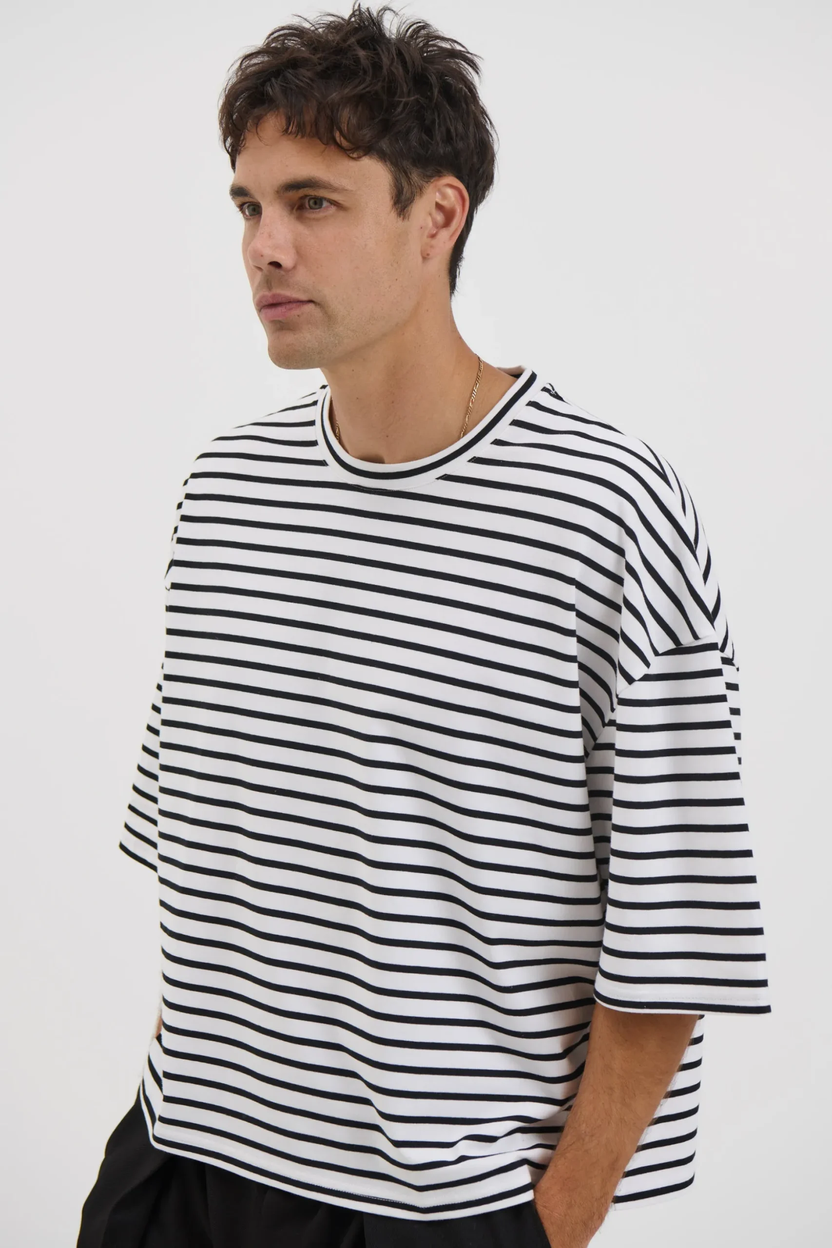NTH Crop Box Tee White Stripe