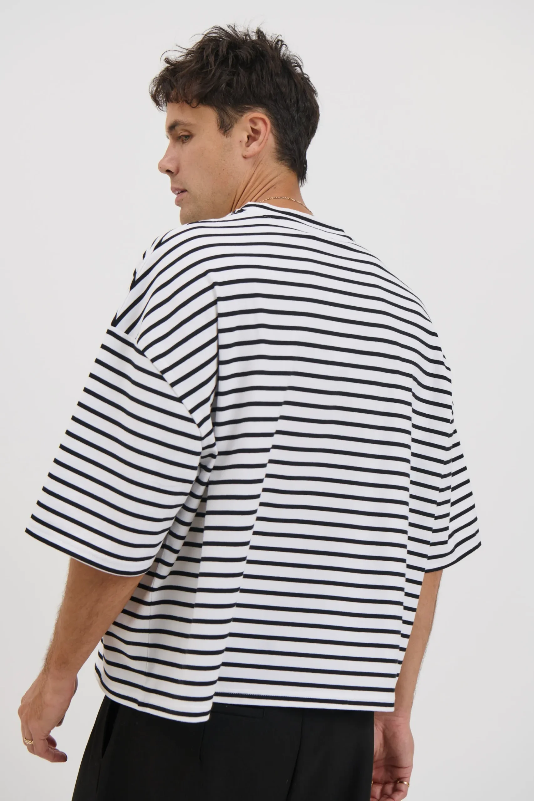 NTH Crop Box Tee White Stripe
