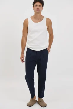 NTH Cropped Pleat Pant Navy