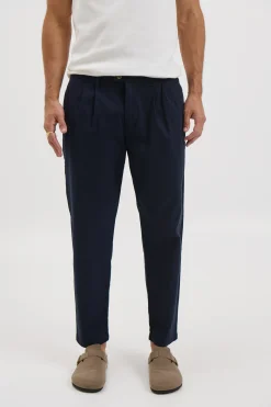 NTH Cropped Pleat Pant Navy