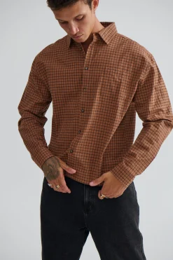 NTH Long Sleeve Check Shirt Choc